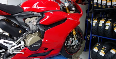 Ducati 1199 Panigale S for service and tyres at Balmain Motorcycles Sydney